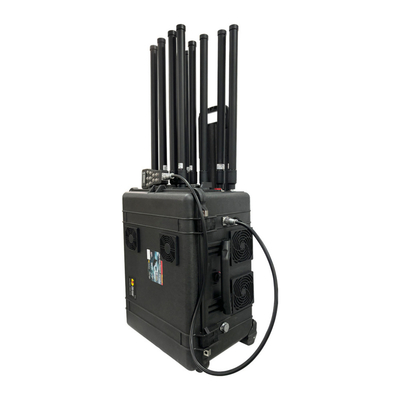 8 قناة 3KM Trolley Style Drone Jammer 1.2GHz 1.4GHz 1.5GHz 2.4GHz 5.2GHz 5.8GHz