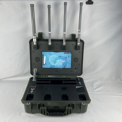 5 كيلومتر ~ 10 كيلومتر 360 درجة كامل المجال الجوي IP66 مستوى الحماية 900M 1.4G 2.4G 5.2G 5.8GHz 10 ساعات عملية الكشف عن جهاز الكشف عن الطائرات بدون طيار