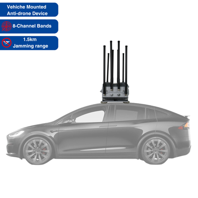 مربع تداخل إشارة الطائرة بدون طيار مغناطيسي مثبت على المركبة 8-قناة النطاقات FPV Drone Jammer