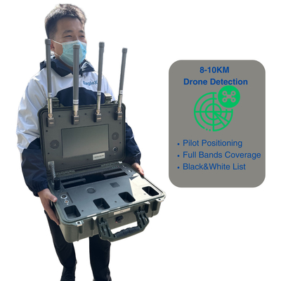 مدى الكشف عن الطائرات بدون طيار 8 كيلومتر FPV كاشف طائرات بدون طيار محمول للمحفلات الموسيقية والشرطة والقوات والسيارات